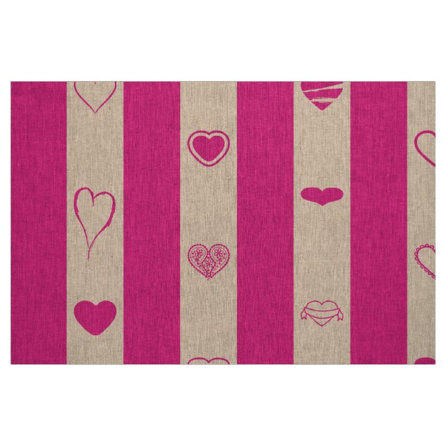 Tissu Cute Heart Modern Hot Pink Stripe (Fat Quarter)