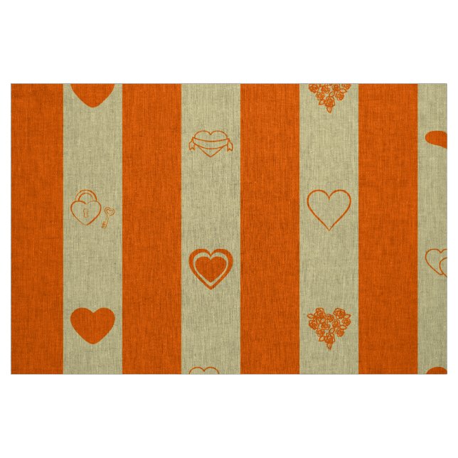 Tissu Cute Heart Modern Orange Stripe (Fat Quarter)