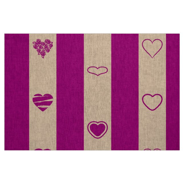 Tissu Cute Heart Modern Royal Fuchsia Stripe (Fat Quarter)