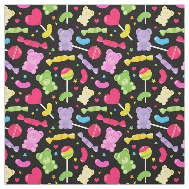 Tissu Cute Kawaii Candy Lollipops Motif (Échantillon)