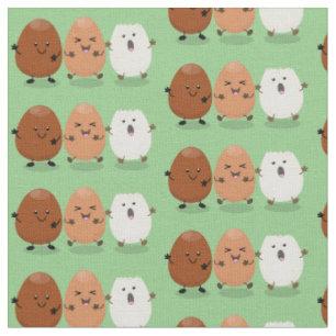Tissu Cute kawaii oeufs humoristique dessin animé
