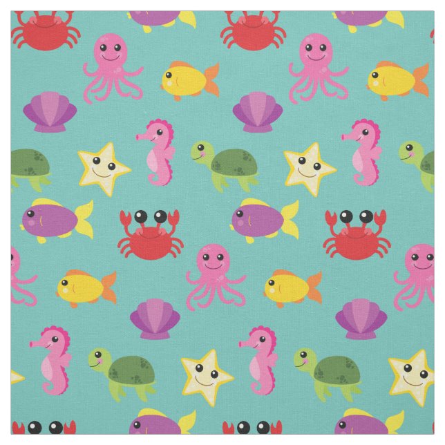Tissu Cute Kids Fish Baby Nursery Aquarium Ocean (Échantillon)
