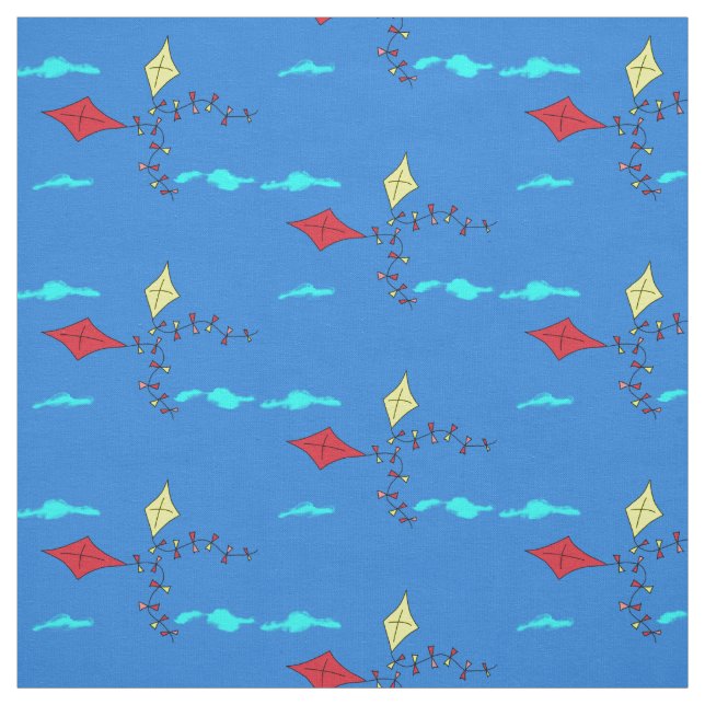 Tissu Cute Kite Blue Enfants Motif (Échantillon)