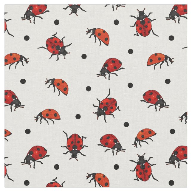 Tissu Cute Ladybug Ladybirds Motif Pois (Fermer)