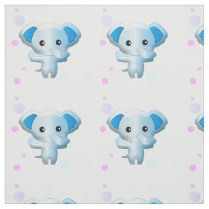Tissu Cute Little Baby Blue Elephant Fabric