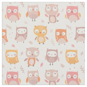 Tissu Cute Little Owls dans des couleurs muettes