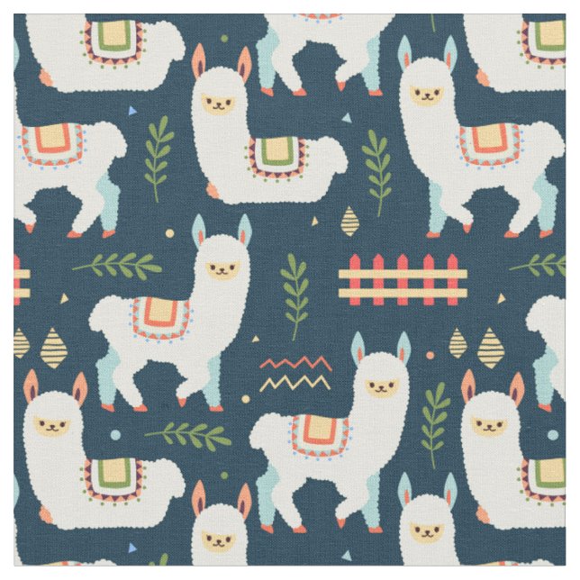 Tissu Cute Llamas (Fermer)