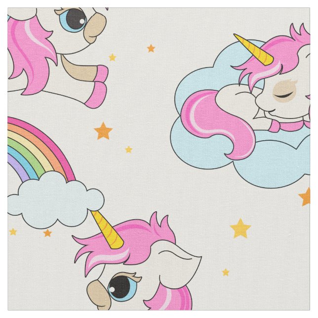 Tissu Cute magique licorne girly (Fermer)