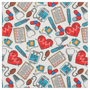 Tissu Cute Médicale Nurse Doctor thème Motif mixte
