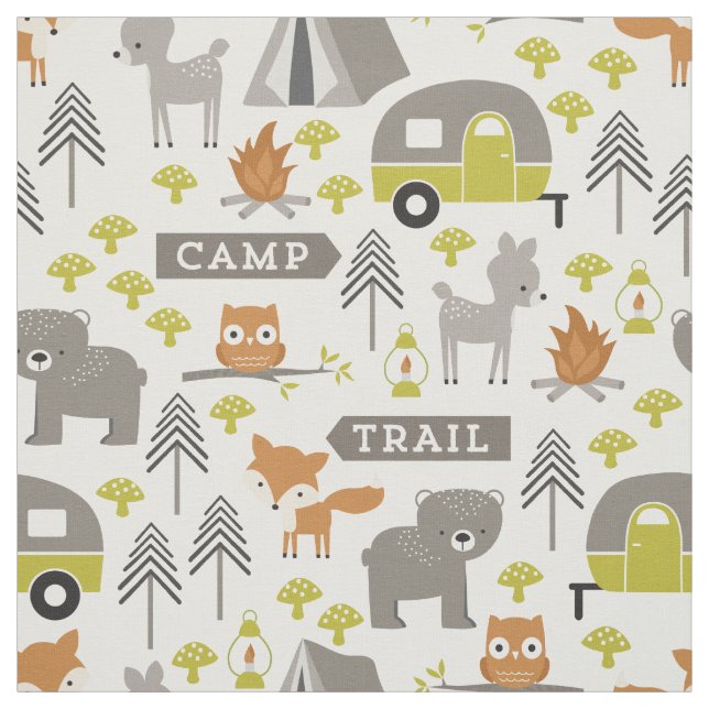 Tissu Cute Modern Camper et Baby Animals Fabric (Échantillon)