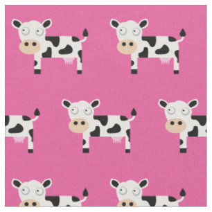 Tissu Cute Moo Vache Enfant Baby Nursery Farm Rose