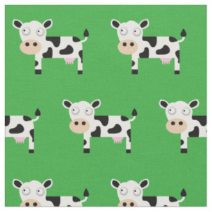 Tissu Cute Moo Vache Enfant bébé Nursery Farm Green