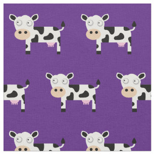 Tissu Cute Moo Vache Enfant bébé Nursery Farm Purple