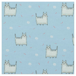 Tissu Cute Motif de chats sur bleu