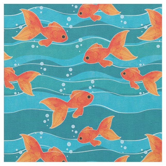 Tissu Cute Motif de natation Goldfish & Water (Fermer)