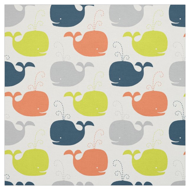 Tissu Cute Nautical Baby Nursery Whales Fabric (Échantillon)