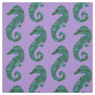 Tissu Cute Nautique Turquoise et violet Motif Seahorse