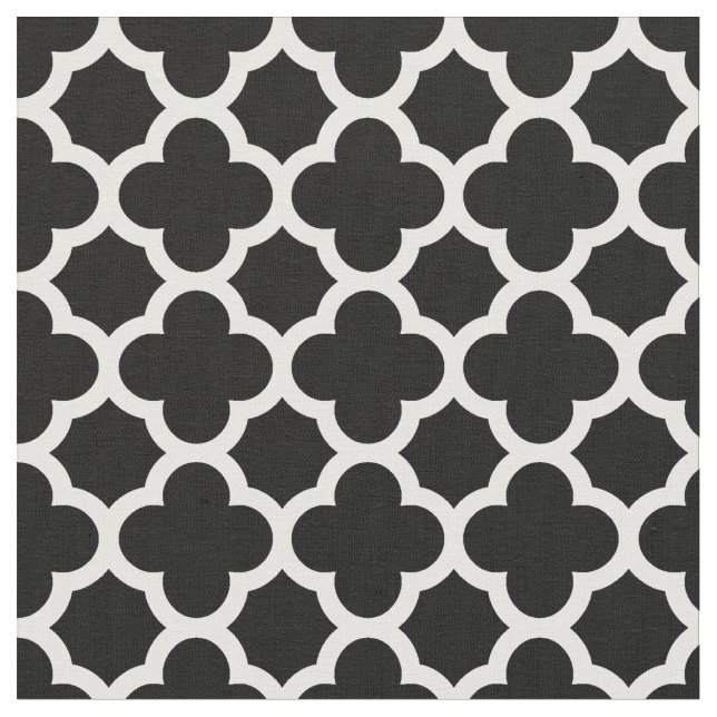 Tissu Cute Noir Blanc Rétro Chic Trellis Motif (Fermer)