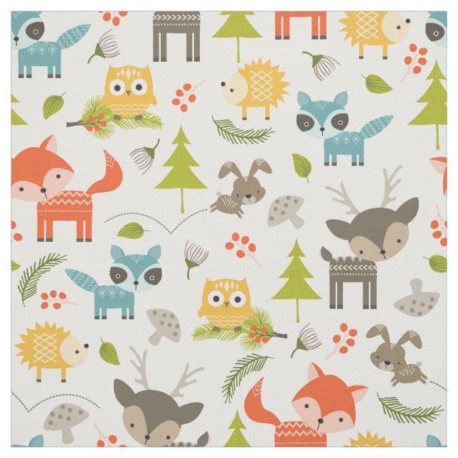 Tissu Cute Nursery Animaux de forêt (Échantillon)