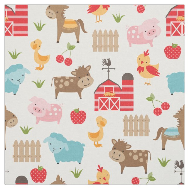 Tissu Cute Nursery Farm Animaux (Échantillon)