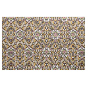 Tissu Cute ocre Jaune Brown Mosaïque rose Motif