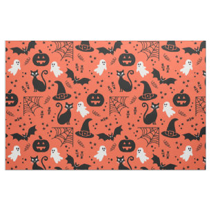 Tissu Cute Orange Citrouille Ghost Motif Halloween