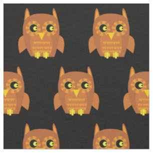 Tissu Cute Owl Bird Kid Baby Nursery Black