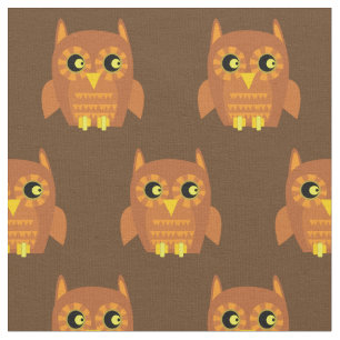 Tissu Cute Owl Bird Kid Baby Nursery Brown