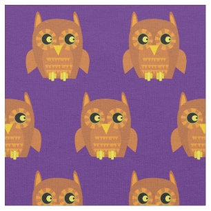 Tissu Cute Owl Bird Kid Baby Nursery Navy Purple