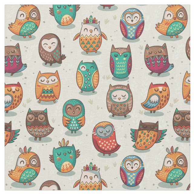 Tissu Cute Owl Motif (Fermer)