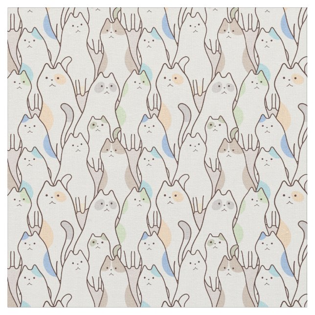 Tissu Cute Pastel Motif de chat (Fermer)
