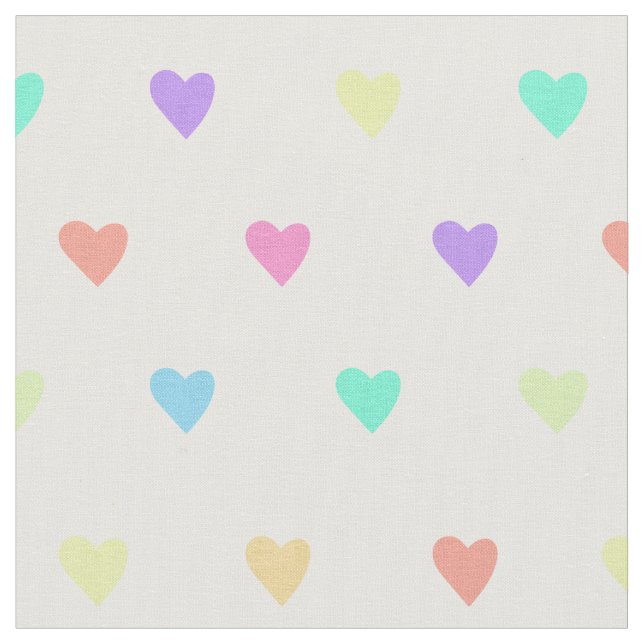 Tissu Cute Pastel Rainbow Hearts Motif (Fermer)