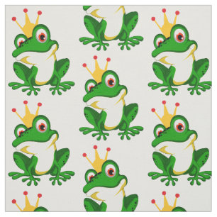 Tissu Cute Princess Frog. La Couronne.Vert