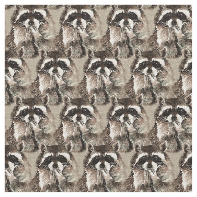 Tissu Cute Raccoon Baiser Baisers Aquarelle Animal Amusa (Fermer)