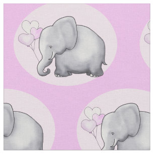 Tissu Cute rose Coeur Balloon Elephant Baby Girl Nursery