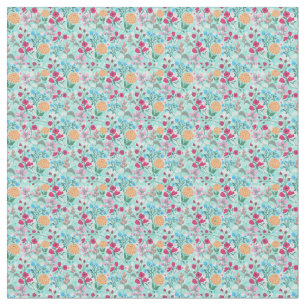 Tissu Cute rose et bleu Petit motif floral