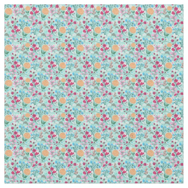 Tissu Cute rose et bleu Petit motif floral (Fermer)