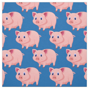 Tissu Cute Rose Pigs Design Fabric
