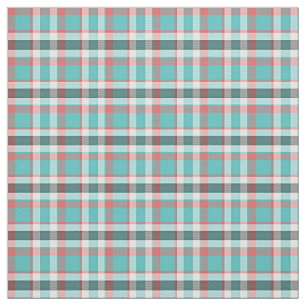 Tissu Cute Rouge Turquoise Rétro Chic Tartan Plaid Moti
