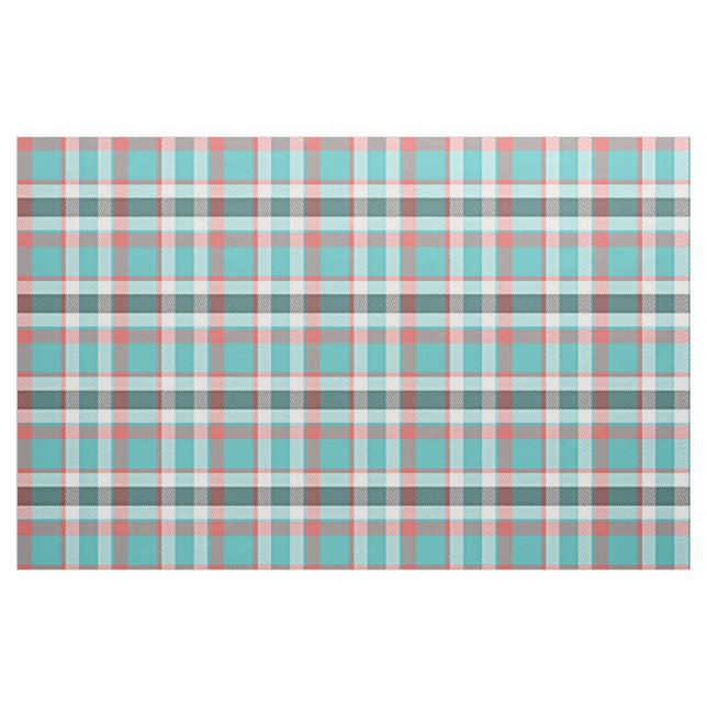 Tissu Cute Rouge Turquoise Rétro Chic Tartan Plaid Motif (Fat Quarter)