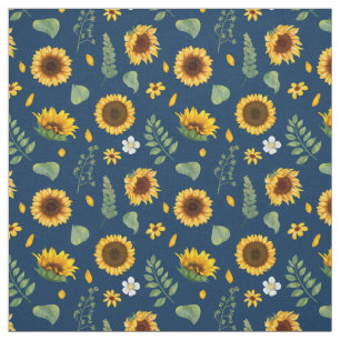 Tissu Cute Rustic Motif de tournesol Arrière - plan ble