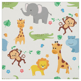 Tissu Cute Safari Animals Nursery Fabric