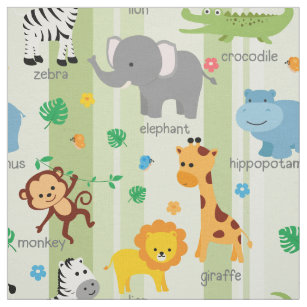Tissu Cute Safari Animals Nursery Fabric