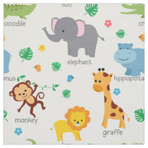 Tissu Cute Safari Animaux Nursery Fabric