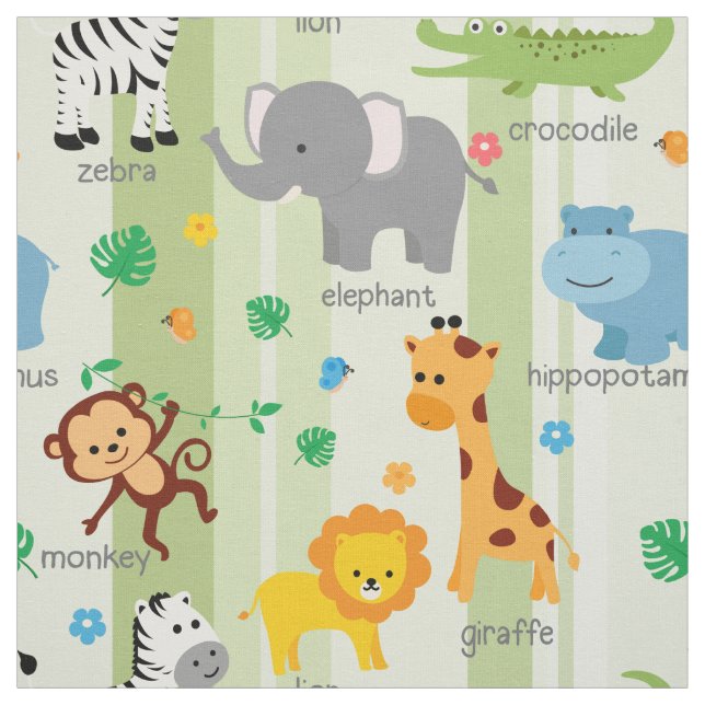 Tissu Cute Safari Animaux Nursery Fabric (Échantillon)
