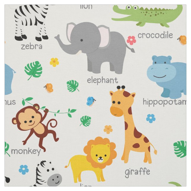 Tissu Cute Safari Animaux Nursery Fabric (Échantillon)
