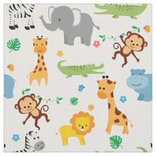 Tissu Cute Safari Animaux Nursery Fabric