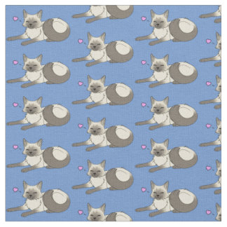 Tissu Cute Siamese Cat Fabric