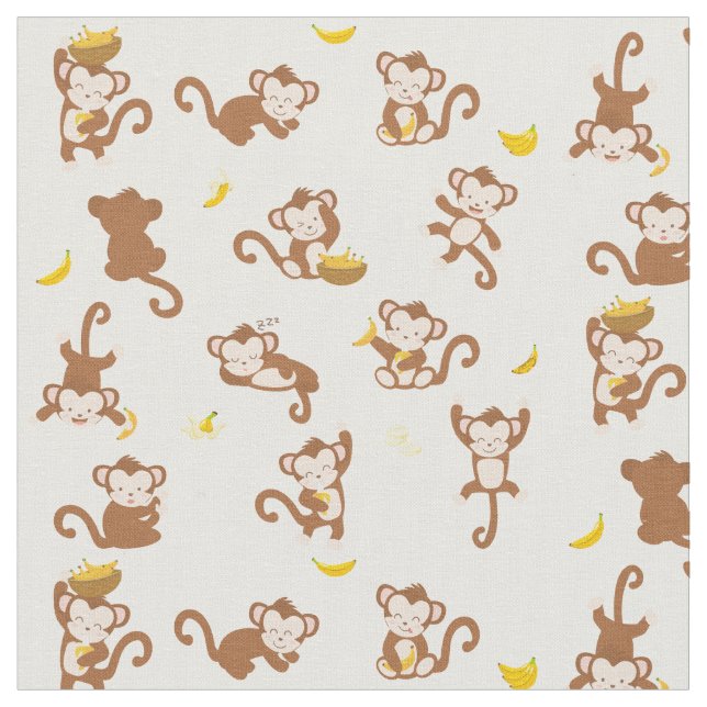 Tissu Cute singe et Motif de bananes  (Fermer)
