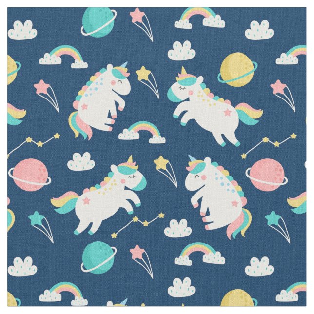 Tissu Cute Space Unicorns Fabric (Fermer)
